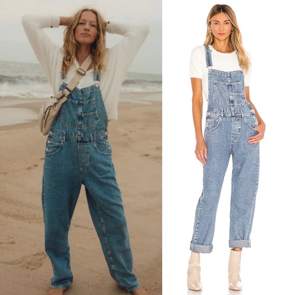 Free People Ziggy Denim Overalls Size: Medium In Powder Blue